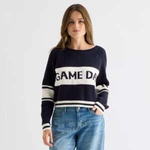 Women's Navy and White Sweater